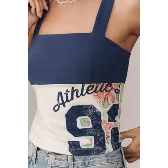 By Anthropologie Maeve Reworked Sporty Tank Top Large NEW - Picture 3 of 12